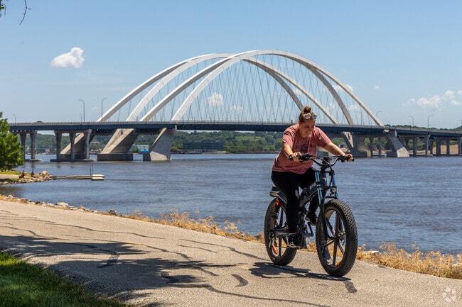 Bikers can find scenic views on their morning rides at Leach Park in Downtown Bettendorf.