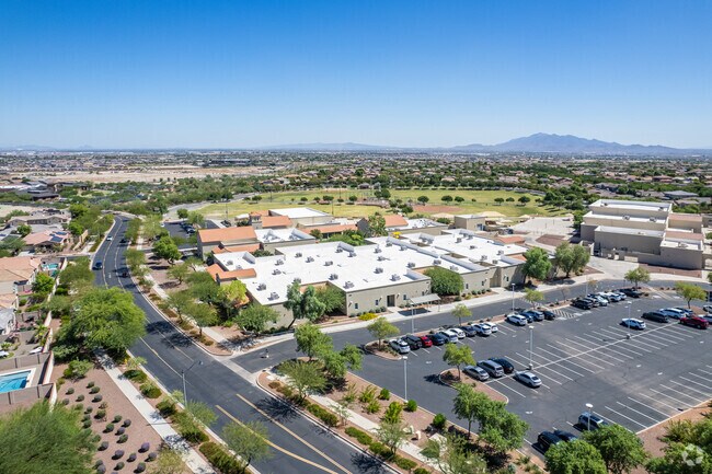 An aerial perspective showcases the layout of Verrado Elementary School in Buckeye.