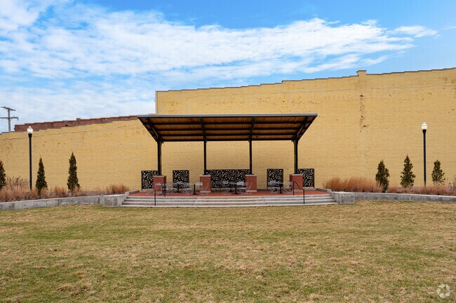 Pike Place Park, located in downtown Crawfordsville, has a performance stage, and lawn area.