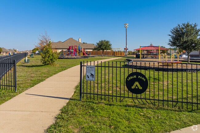Aubrey residents enjoy walking to Leslie Park for family fun.