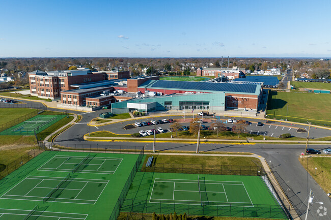 The Tennis Courts at Long Branch High School are located in front of the building.