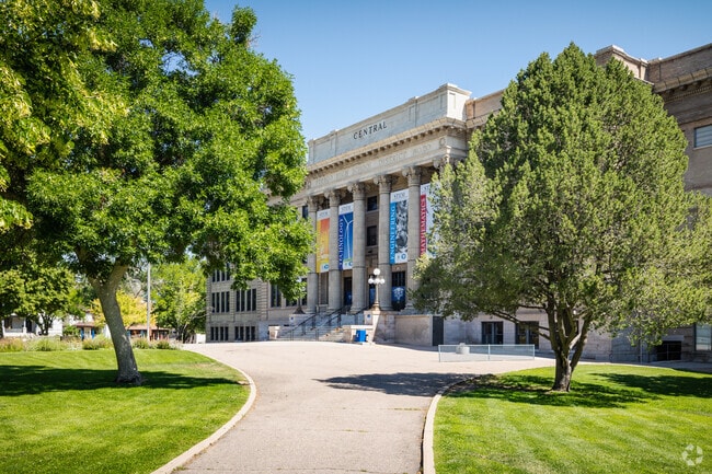 A view of the Central High School in Pueblo is seen from the street.
