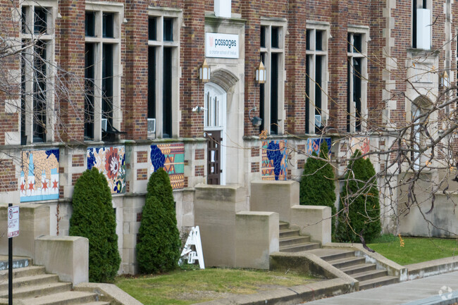 The front entrance to Passages Elementary Charter School.