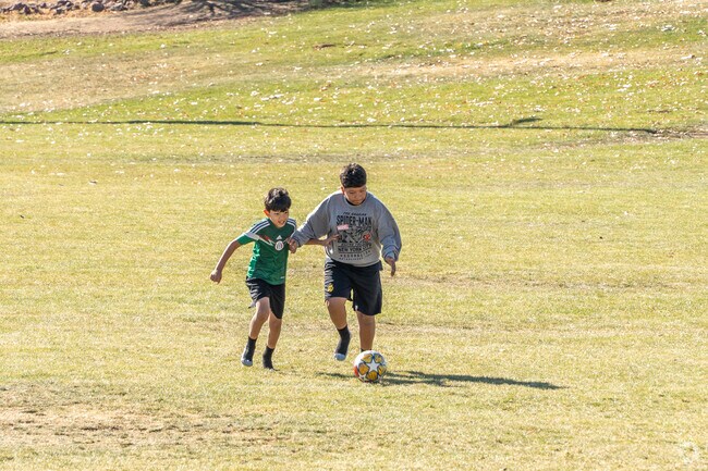 Expansive grass fields at Viewpoint Park are perfect for a soccer match.