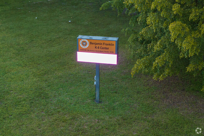 The Benjamin Franklin K8 Center sign.