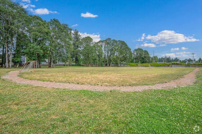 Track and soccer fields at Eastwood Elementary School in Hillsboro, Oregon.