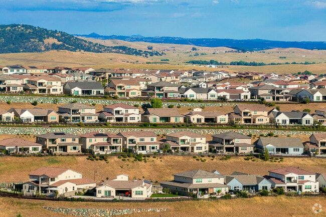 Homes to the east side of Folsom Ranch sit stacked atop the hillside with amazing views of the valley below.
