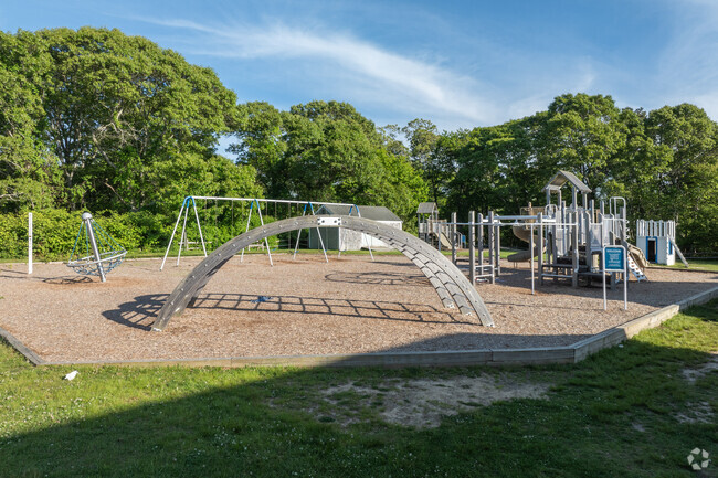 Students at Chilmark Elementary School can run around the large playground.