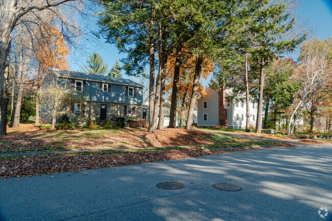 Homes have large front lawns with beautiful large trees in West Tatnuck.