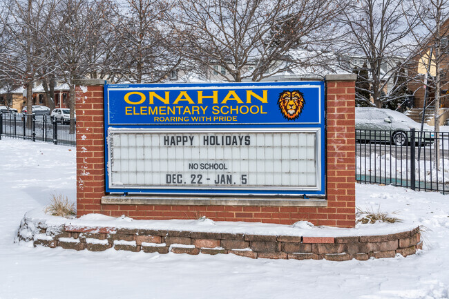 Onahan Elementary School's monument sign displays current events.