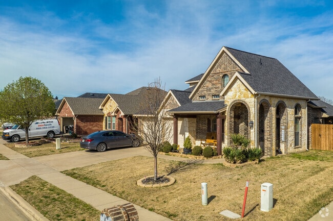 New homes in Sendra Ranch offer single story and two story brick exterior in Haslet.