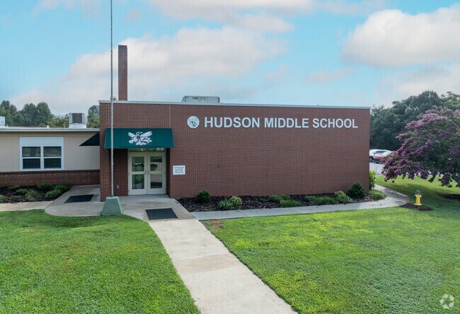 The entrance to Hudson Middle School.