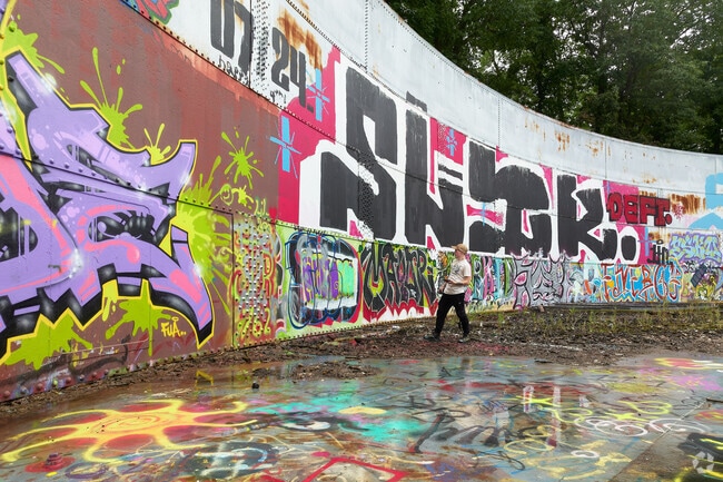 The Cobbs Hill Water Towers have many vibrant murals.