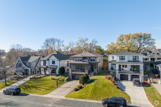 A row of contemporary style homes in the Pamela Park neighborhood of Edina.