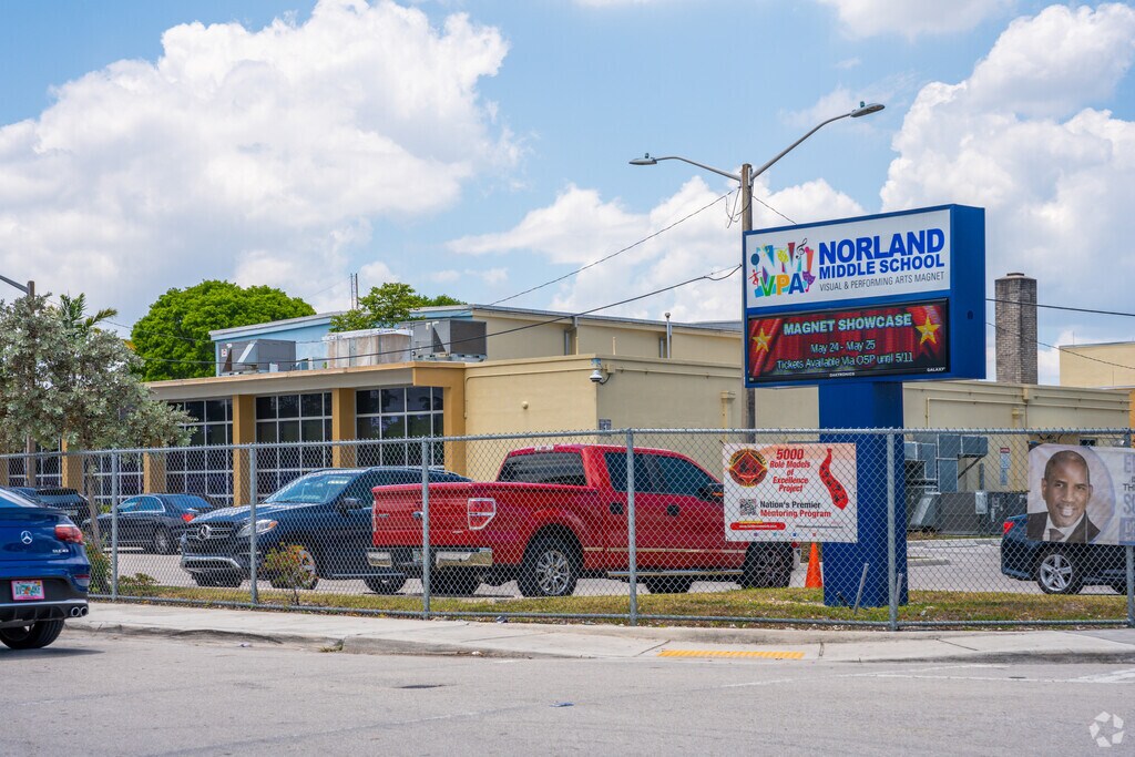 Norland Middle School Exterior and entrance.