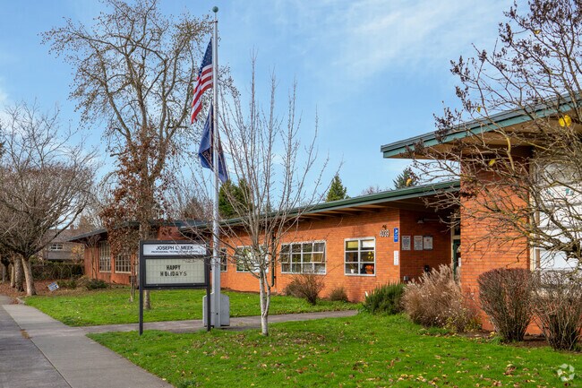 Signage and front entry way of the high school.