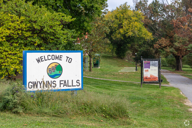 Lower Gwynns Falls park and trail borders the east side of the neighborhood.