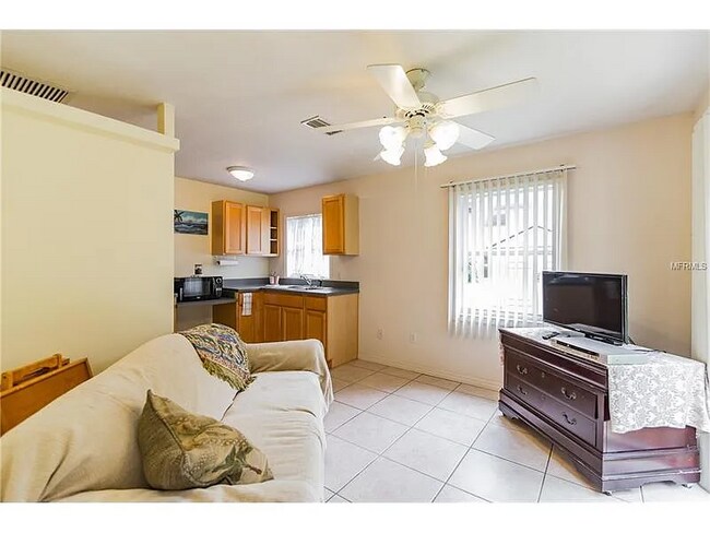 Your living/dining space attaches to kitchenette
