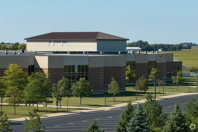 The large Dekalb High School welcomes students from all around the area.