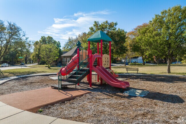Kids can climb on the playground at Longview Park near Fairfax.