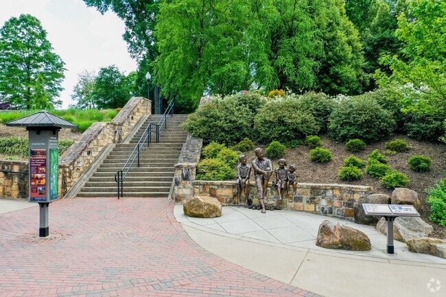 Thompson Park in the Cherry neighborhood features several sculptures throughout the park.