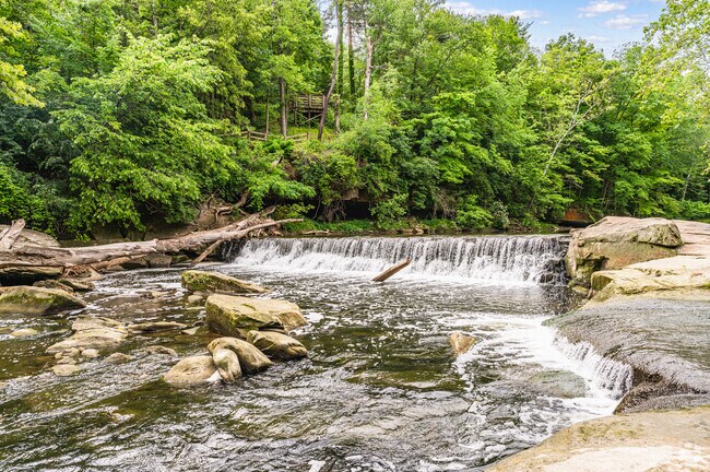 Take in the vista view of the waterfalls in Olmsted Falls.