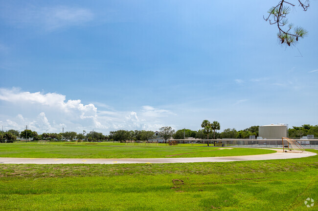 East Naples Middle School has large athletic fields behind the building.