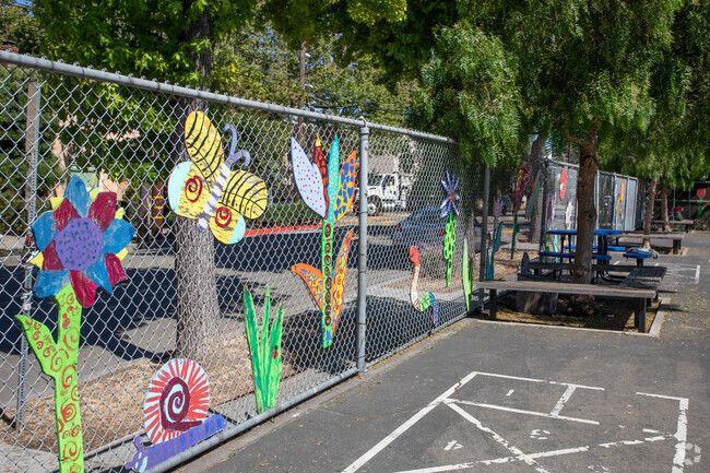 Emerson Elementary School in Oakland is decorated with art made by teachers and students.