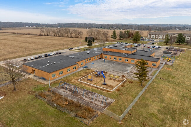 Eastview Elementary School has a large outdoor playground area.