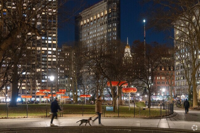 Madison Square Park lights up at night