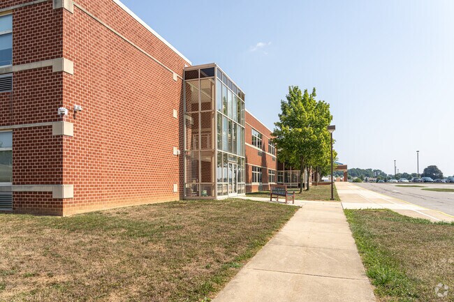The architecture of Spring Grove Area Intermediate School combines classic brick with glass.