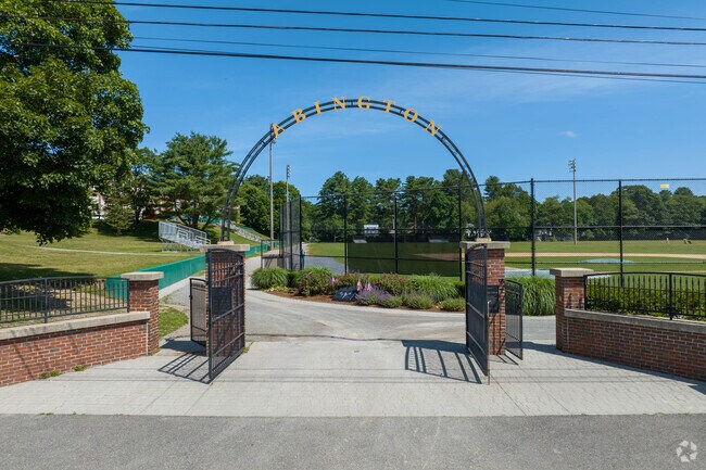 A stunning archway greets you to the fields of Frolio Middle School in Abington.