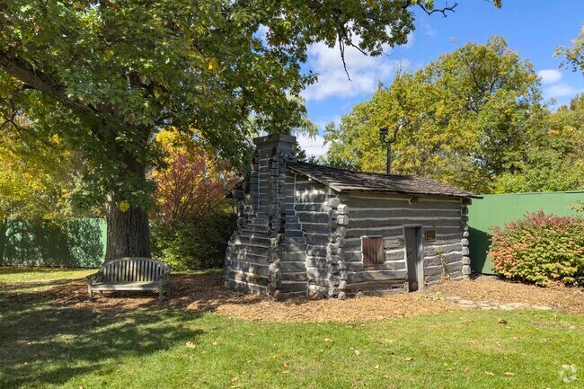 A replica of the log cabin Abraham Lincoln was born in is at a park close to Sherwood to Pettit.