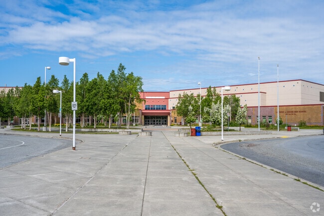 The front of Dimond High School's main building.