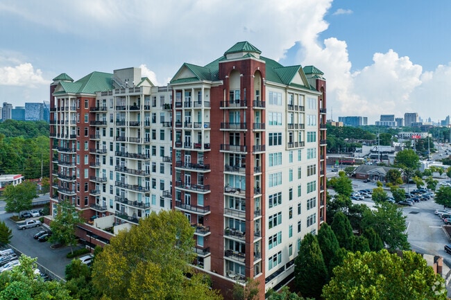 Midrise condos can be seen from Chastain Park.