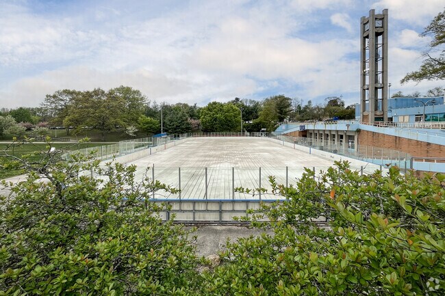Residents of Searingtown can use the Ice Skating Rink at Christopher Morley Park when in season.