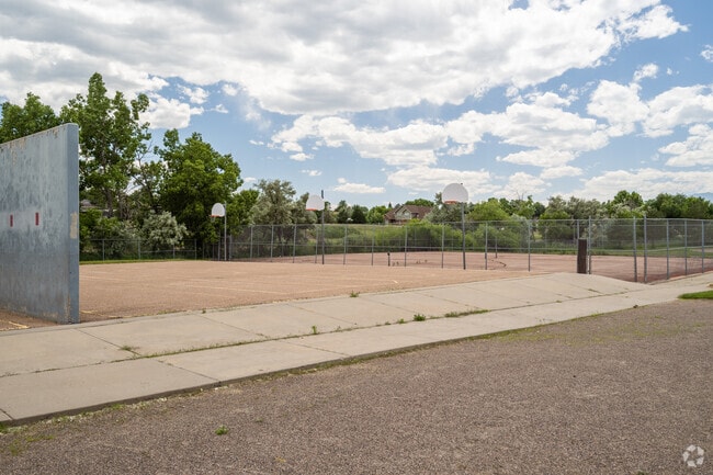 The sports courts and play area at Mandalay Middle School in Broomfield, Colorado.
