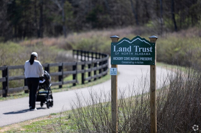 The Hickory Cove Nature Trail is a 1.75 mile trail in Ryland, near Huntsville.
