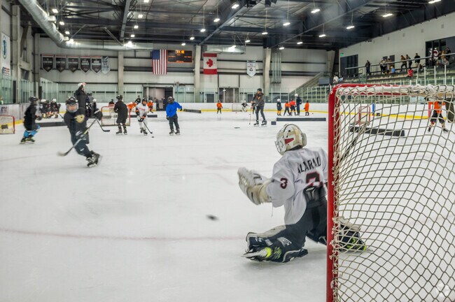 Hockey practices are held at the Great Park Ice & Fivepoint Arena.
