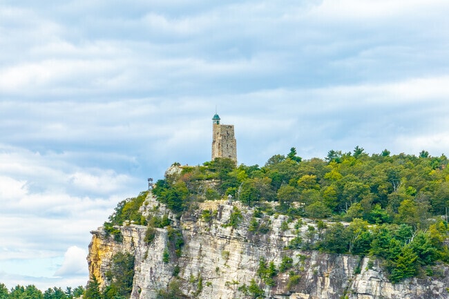 Sky Top Tower overlooks Mohonk Mountain House and the valley.