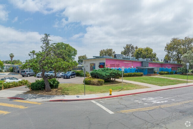 Clay Elementary School as seen from the street.