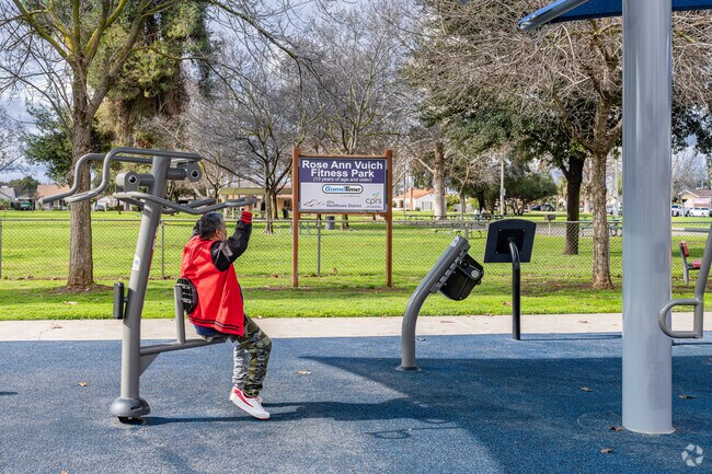 Rose Ann Vuich Park offers public fitness equipment in Dinuba.