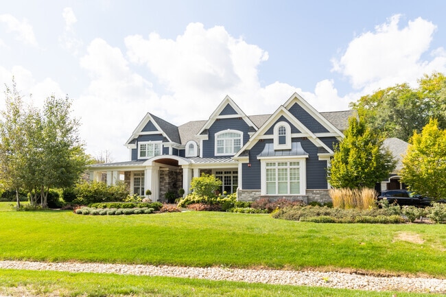 Long Grove homes are impressive new builds with well maintained yards.