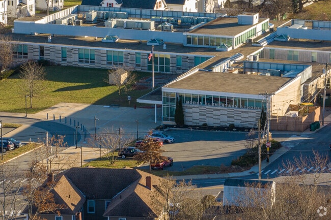 Crosswalks help students safely navigate to Charles W. Morey Elementary School.