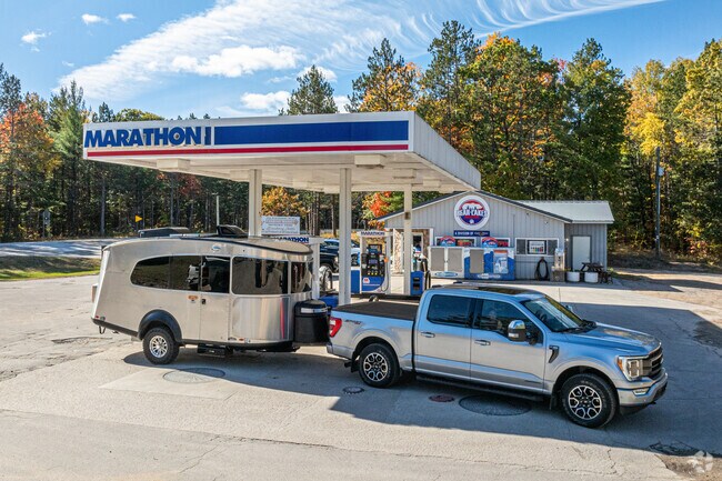 Bear Lake’s Marathon is a gas station with a small, attached shop selling alcohol and snacks.