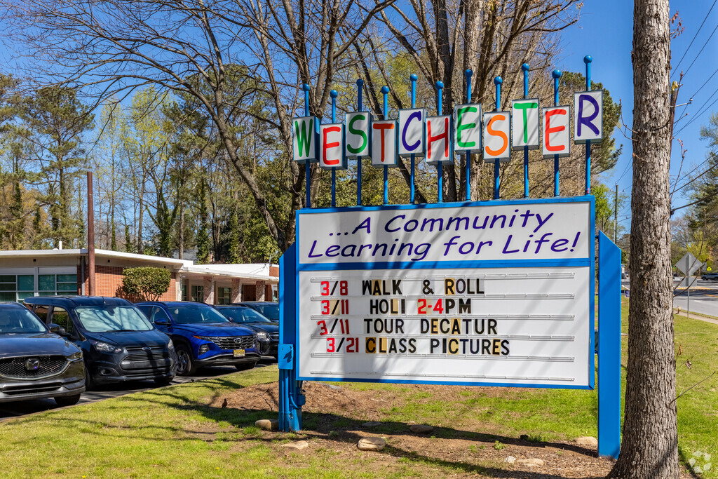The colorful Westchester Elementary School sign is a landmark on Scott Boulevard.