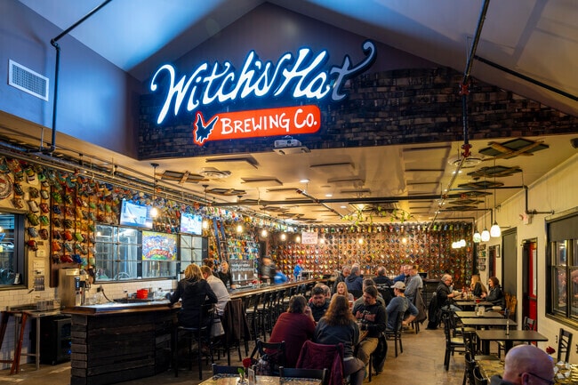 Sip on a freshly poured craft beer from Witch's Hat Brewery in South Lyon.