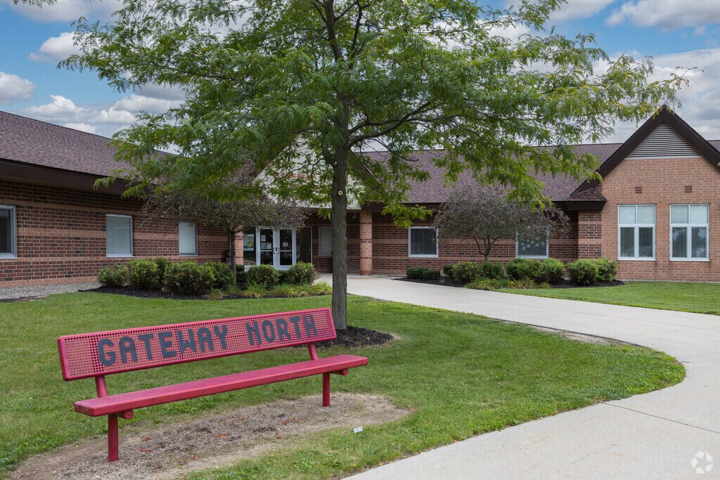 The main entrance to Gateway North Elementary School in Clinton County.