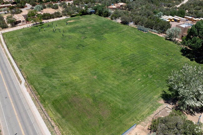 The large field at Santa Fe Preparatory School is perfect for the students to play and enjoy.