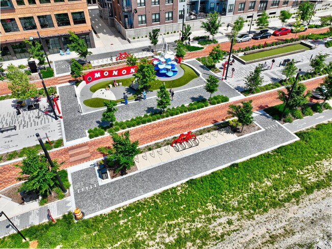 The Monon Trail has bike lanes for community members in Downtown Carmel.